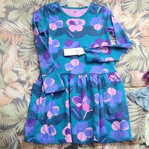Tea Collection Kids Floral Dress - Teal and Pink